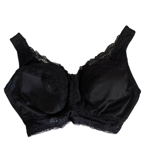 Rhonda Shear Other - Rhonda Shear Classic Pin-Up Lace Wire Free Leisure Bra with Pads 672P Black XL